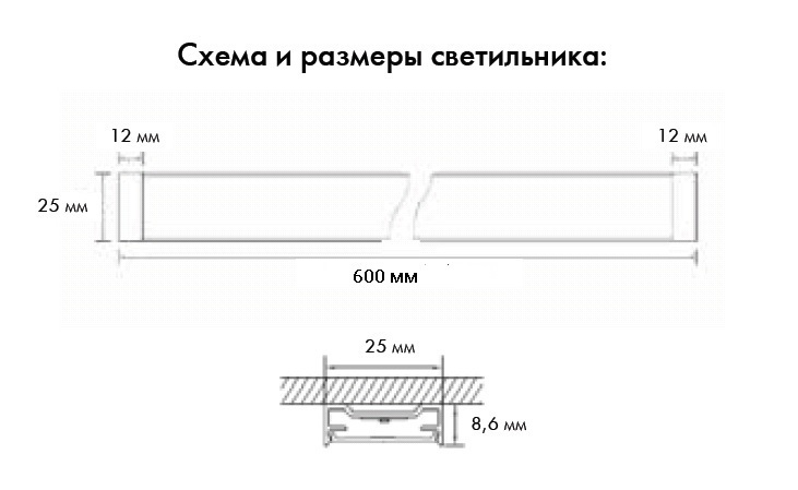 Схема светильника NETxT на 600 мм