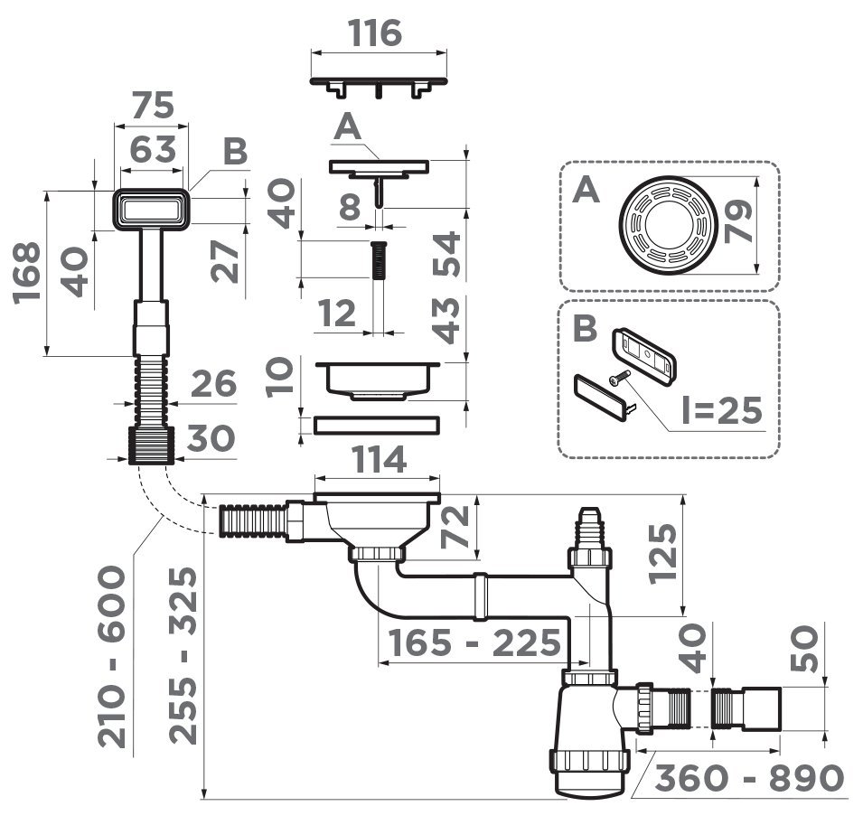 OMOIKIRI арматура WK-1C-GB графит sh