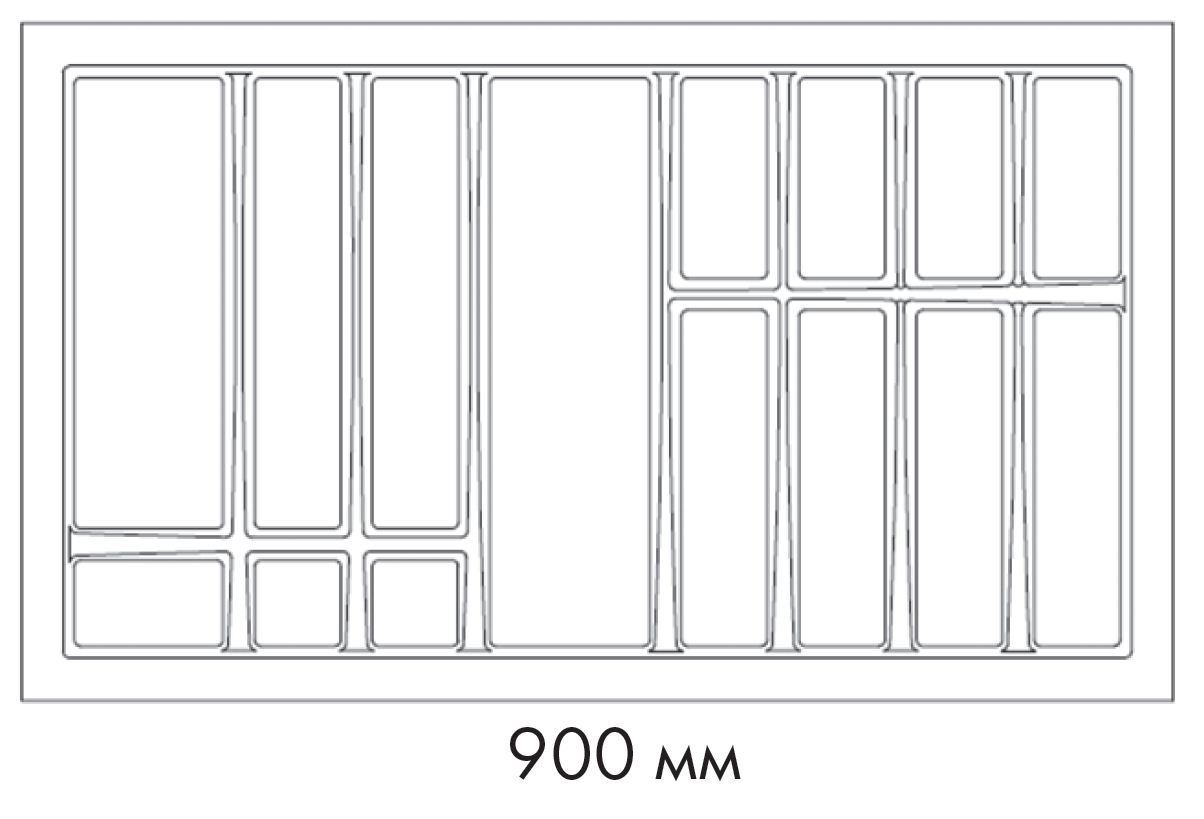 Схема Лоток для столовых приборов BRIDGE, ширина фасада 900 мм