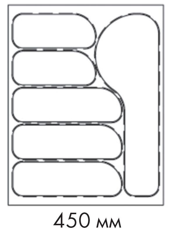 Схема Лоток для столовых приборов FUTURA, ширина фасада 450 мм