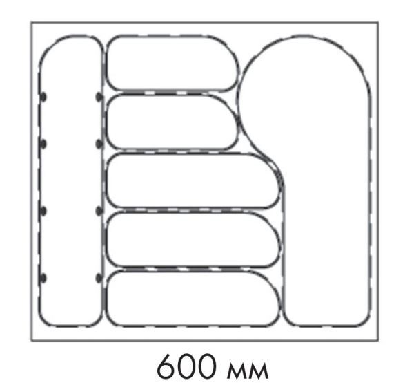 Схема Лоток для столовых приборов FUTURA, ширина фасада 600 мм