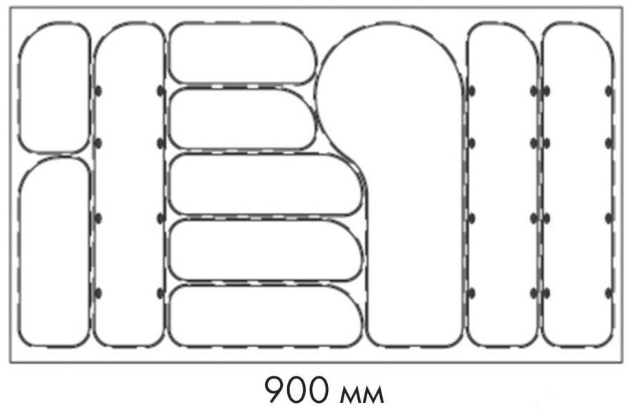 Схема Лоток для столовых приборов FUTURA, ширина фасада 900 мм