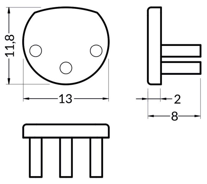 Схема Комплект заглушек для профиля DLIGHT PEN, 2 шт., цвет - серый