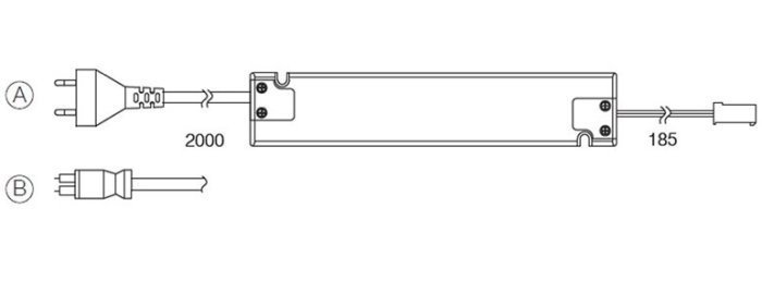 Схема Трансформатор Forma e Funzione 24V, 20W, подключение максимум 6-ти светильников