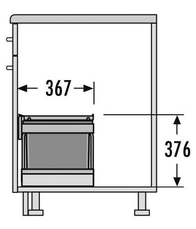 Схема Система сортировки Raumspar Tandem S 29л (фасад 600 мм)