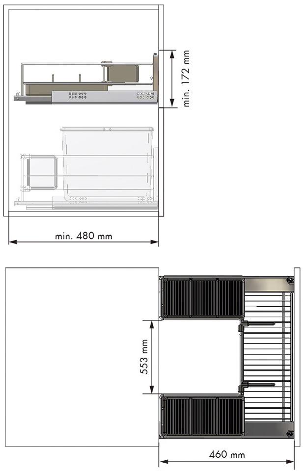 Схема2 Выдвижная корзина Комфорт под мойку, ширина фасада 900 мм, серый