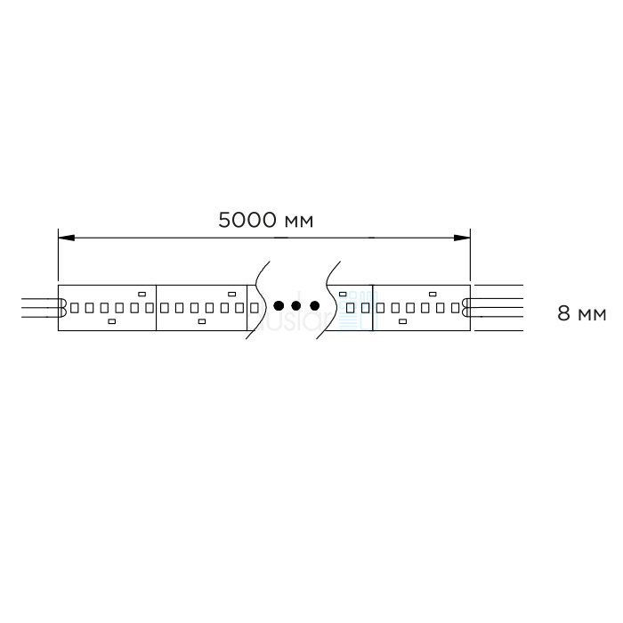 Светодиодная лента DLIGHT SMD2835-IP20 6500К (дневной), 120 led, 12V, 9.6W/м схема