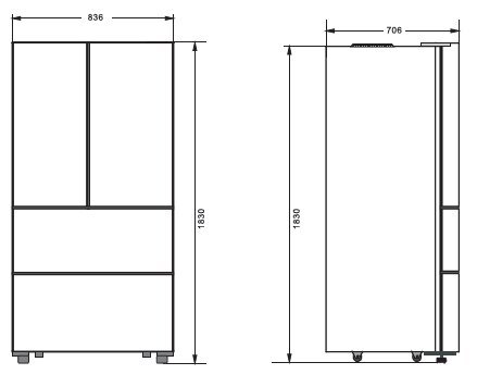 KUPPERSBERG  отдельностоящий холодильник Side by Side RFFI 184 WG схема