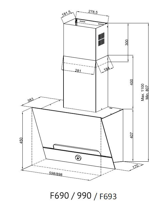 KUPPERSBERG настенная вытяжка F 993 W sh