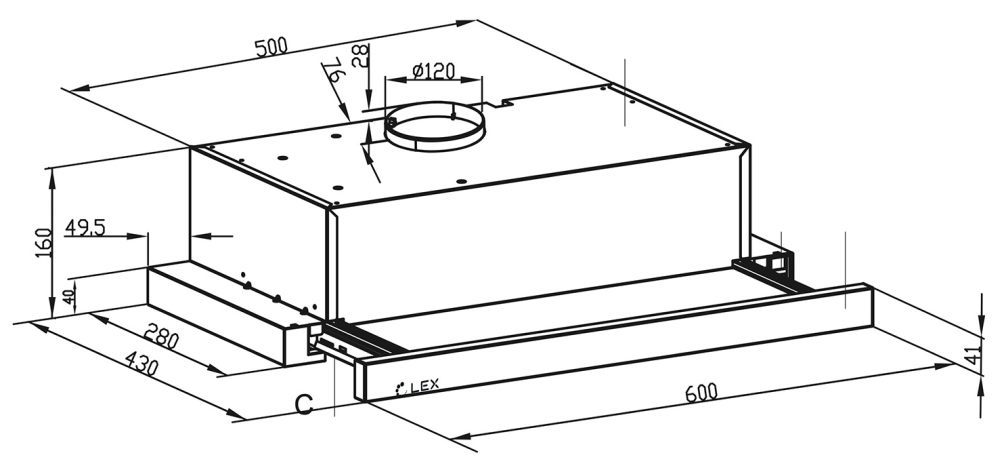 LEX вытяжка HIDE G 600 shema