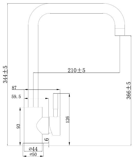 TopZero смеситель WIX 206 INOX shema