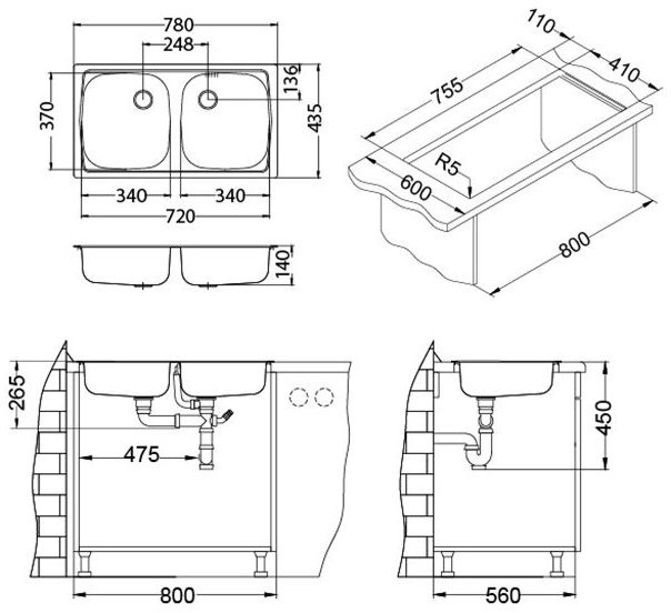 ALVEUS мойка BASIC 160 sh