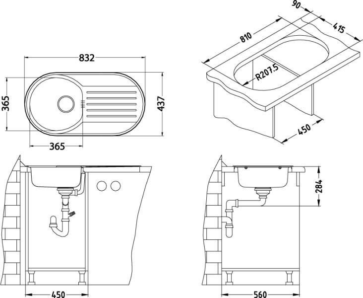 ALVEUS мойка FORM 40 LEI-90 832x437 схема 1