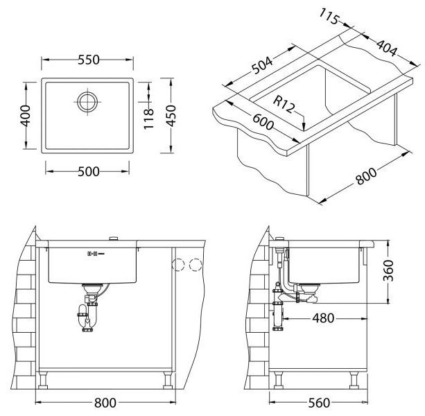 ALVEUS мойка QUADRIX 50 BRS shema 2 undertable
