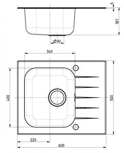 ALVEUS мойка VITRO 10 RAL9005-90 shema