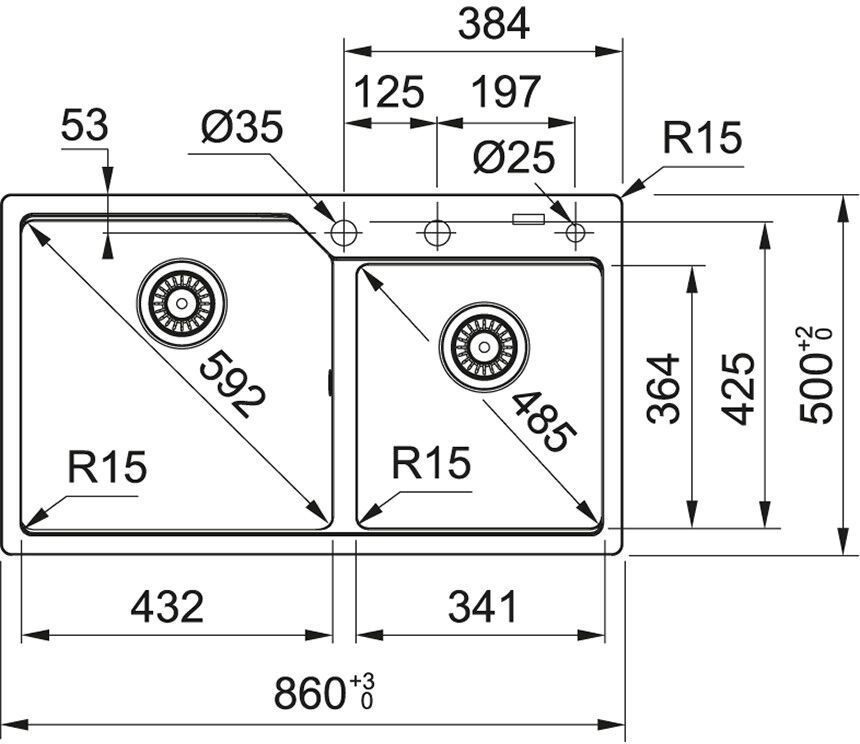 FRANKE мойка UBG 620-86 shema 1