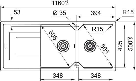 FRANKE мойка UBG 621 3 1/2'' WWK REV WRO SIP ON IT shema 1