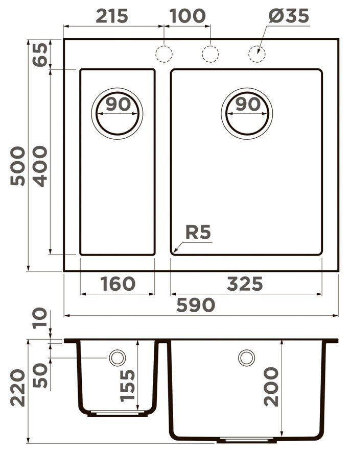 OMOIKIRI мойка Bosen 59-2A shema