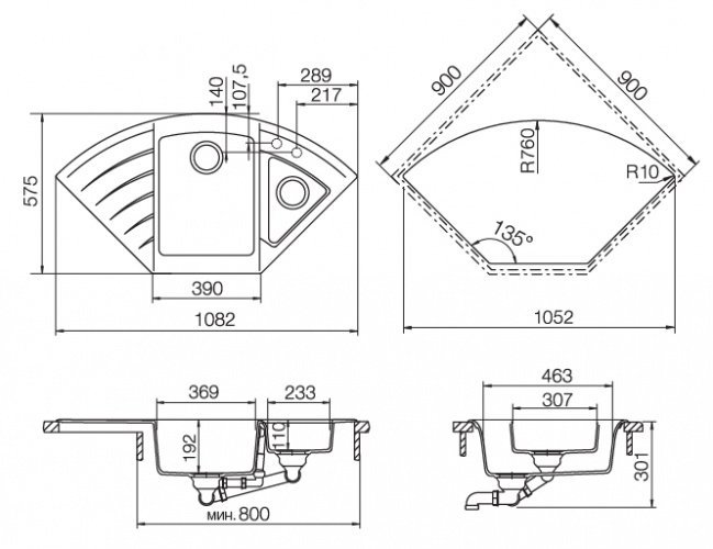 SCHOCK мойка Lotus 90С Cristadur shema